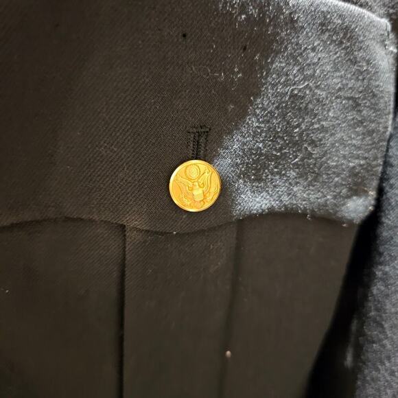 Vintage U.S. Army Dress Green Uniform Coat Jacket 38L Gold Buttons Military Issu - Picture 9 of 11